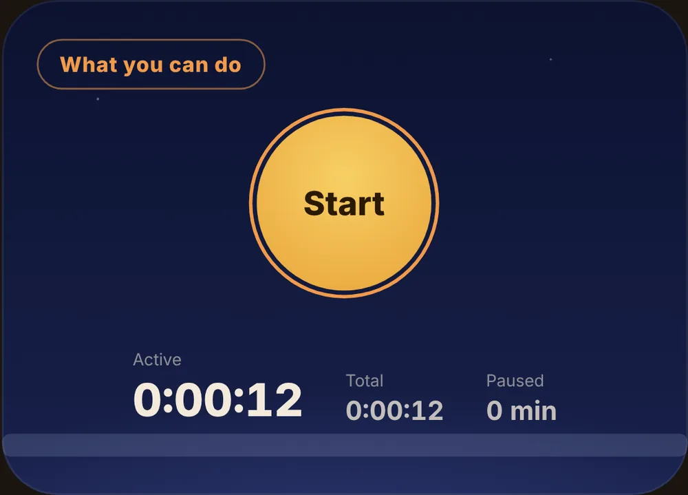 Focus: One tap. The clock runs.
