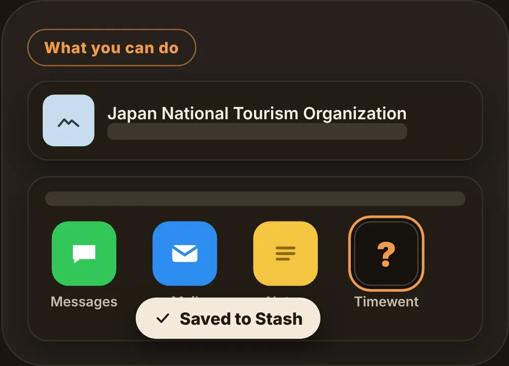 Stash: Share in from any app.