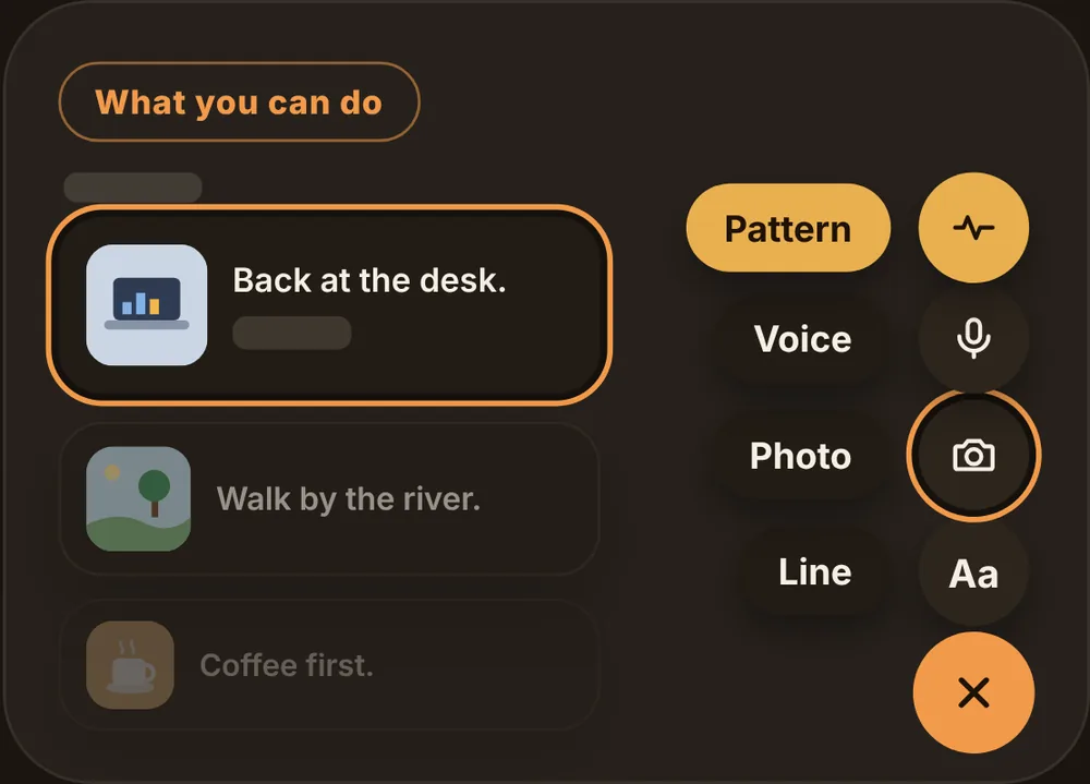 Today: Add a photo, voice or line.