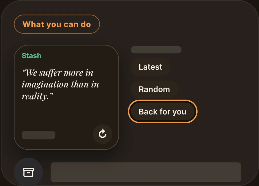Widgets: Stash brings one back.